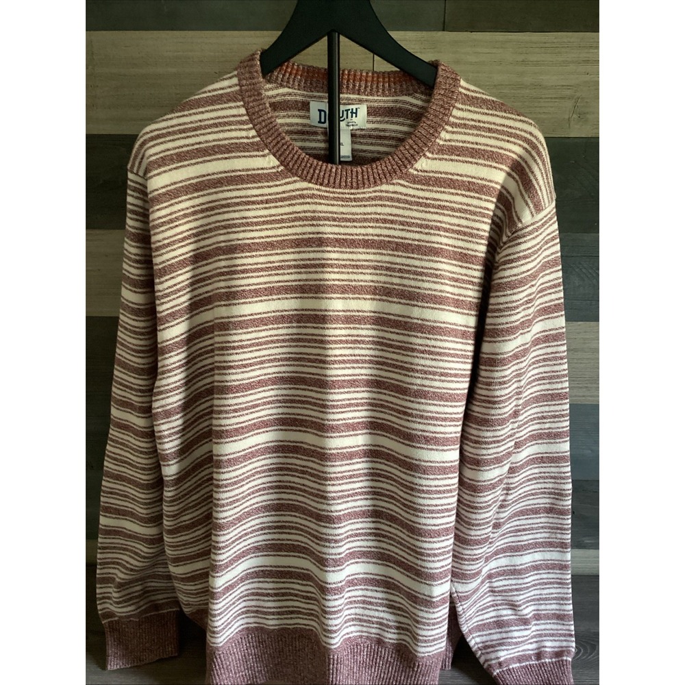 DULUTH TRADING CO MENS PINK AND‎ WHITE SWEATER  2XL PREOWNED